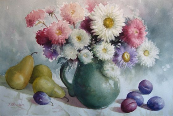 Still life with green vase