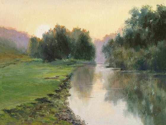 Cloudy sunrise on the river