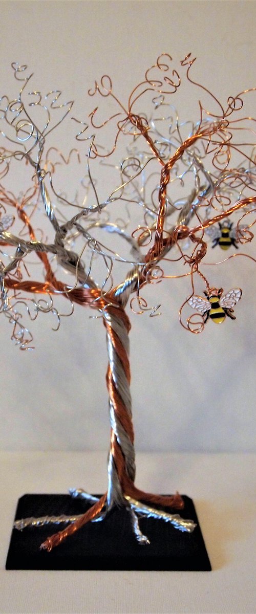 Tree with Enamelled Bumblebees by Steph Morgan