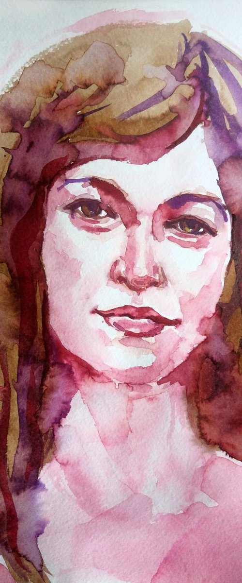 Have you seen that movie? - GIRL PORTRAIT - ORIGINAL WATERCOLOR PAINTING. by Mag Verkhovets