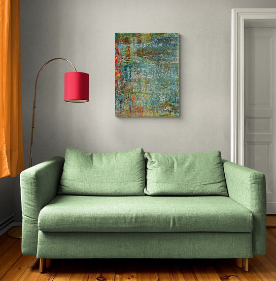 90x70cm | 35.5x27.5″ Green Abstract Painting Abstract Landscape Original Canvas Art