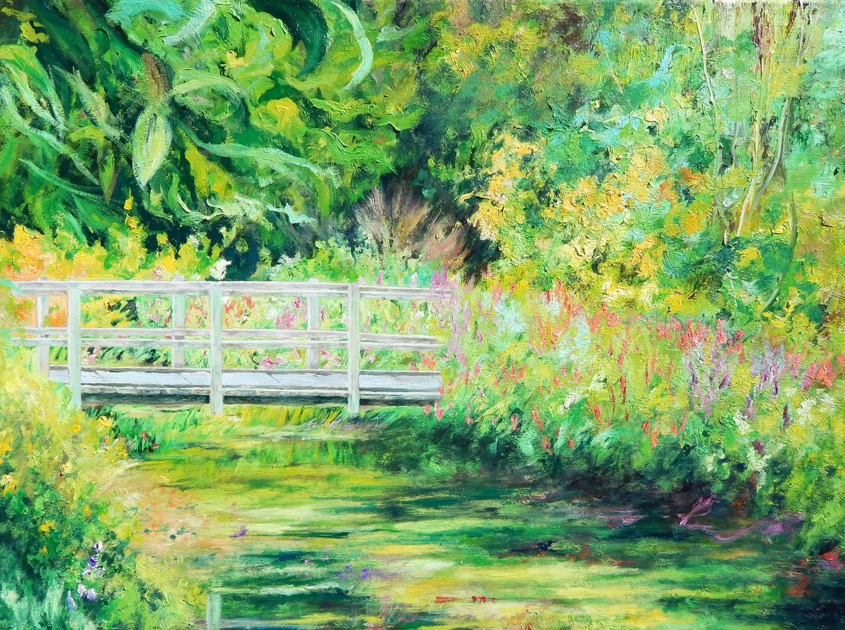 Footbridge in the Water Garden by Richard Freer