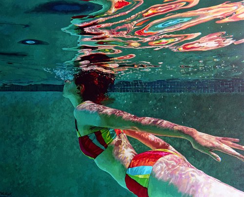 Solstice - Swimming Painting by Abi Whitlock