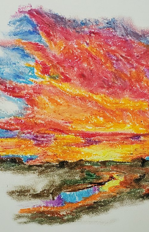 "Fire in the Sky" - Landscape - Sunset by Katrina Case