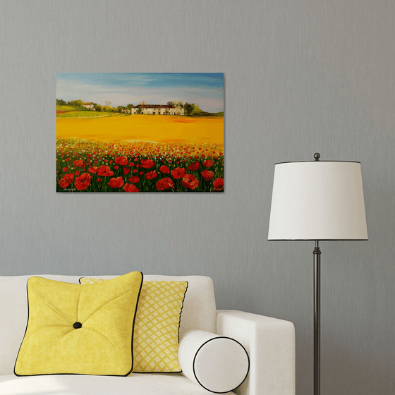 Spring  - original painting -countryside landscape