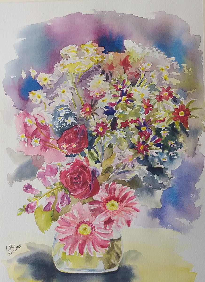 Bunch of flowers, watercolor by Geeta Yerra