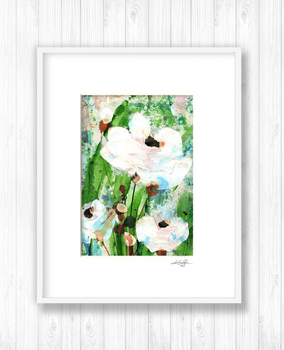 Abstract Floral Collection 6 - 3 Flower Paintings in mats by Kathy Morton Stanion