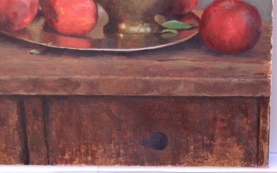 Still life with red apples