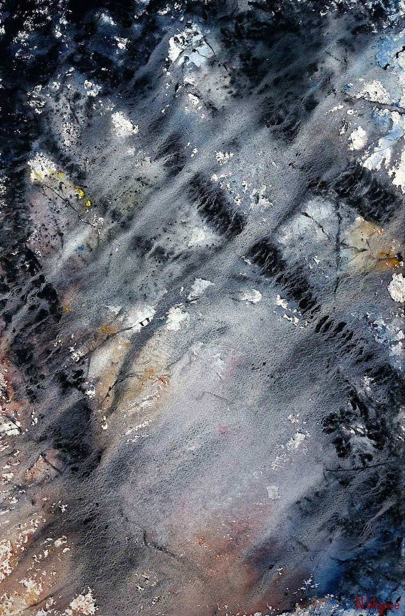Expressive Abstract Watercolour By Neil Wrynne, 15 X 22", Forgotten Winds, Original Artwork