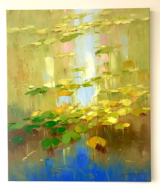 Waterlilies, Original oil Painting, Impressionism, Handmade artwork, One of a Kind