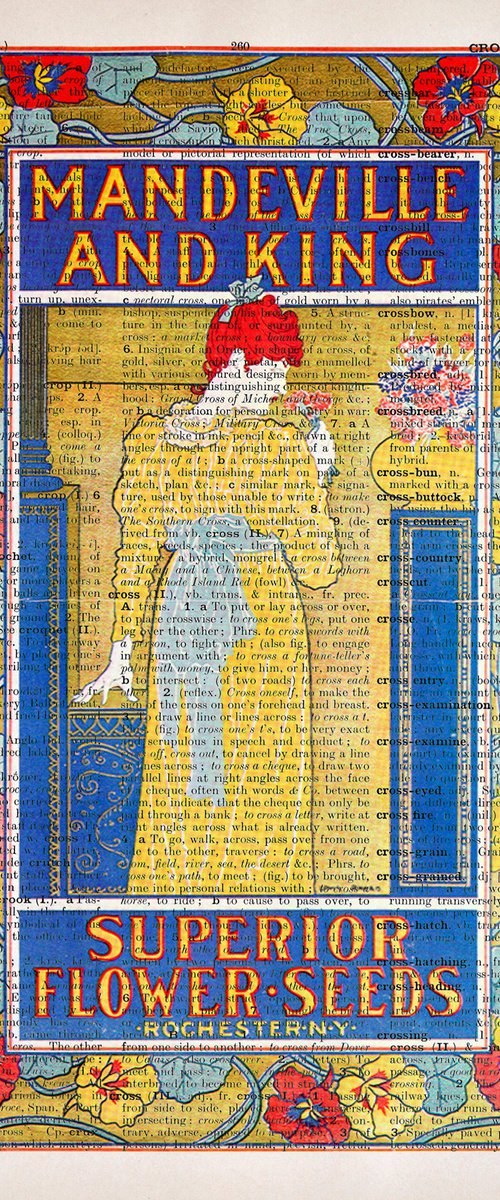 Mandeville and King Superior Flower Seeds - Collage Art Print on Large Real English Dictionary Vintage Book Page by Jakub DK - JAKUB D KRZEWNIAK
