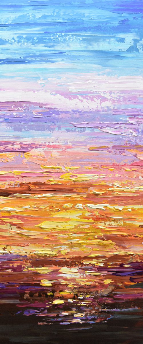 Sunset - Impasto Abstract Seascape Painting by Olga Tkachyk