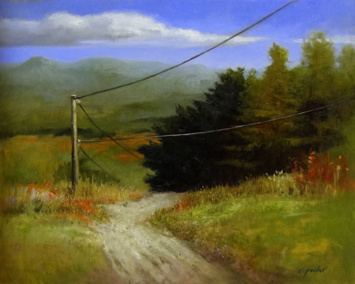 Photorealistic Landscape Oil Painting By Rick Paller, 20 X 16", Telegraph Road, Original Artwork