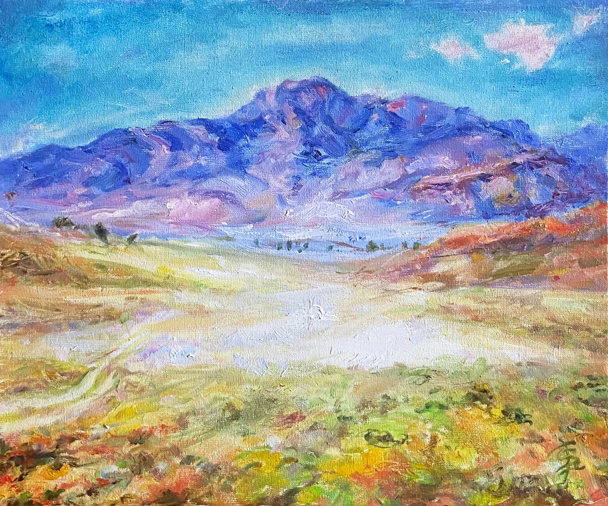 Impressionistic Landscape Oil Painting By Elvira Sesenina, 12 X 10, Morning In The Mountains, Original Artwork