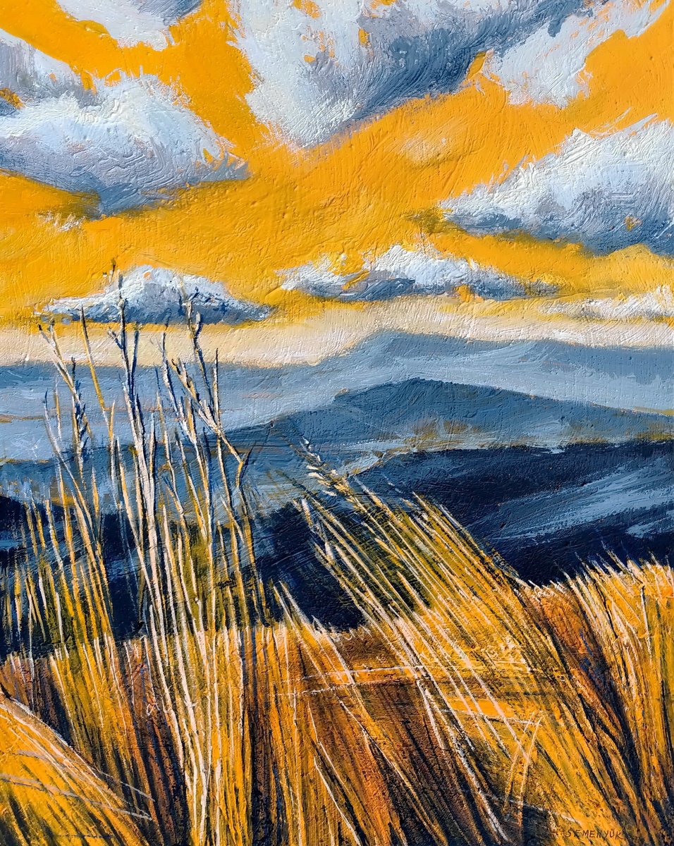 Impressionistic Landscape Acrylic Painting By Evgen Semenyuk, 16 X 20, Mountainscape, Original Artwork