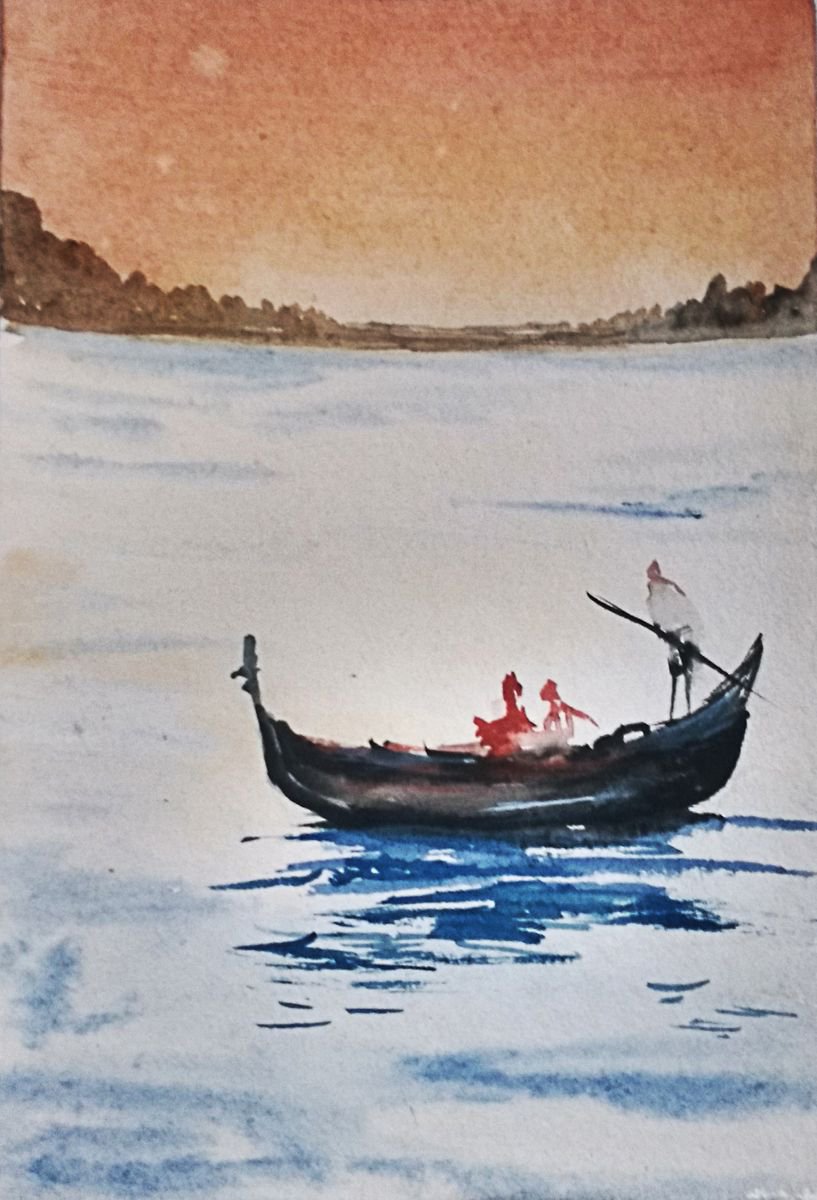 Gondola , Original watercolor by Kashika