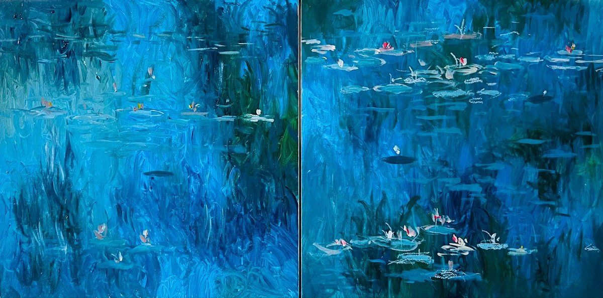  After Monet - Diptych By Shabs Beigh, 16 X 16, Artwork For Sale On Artfinder