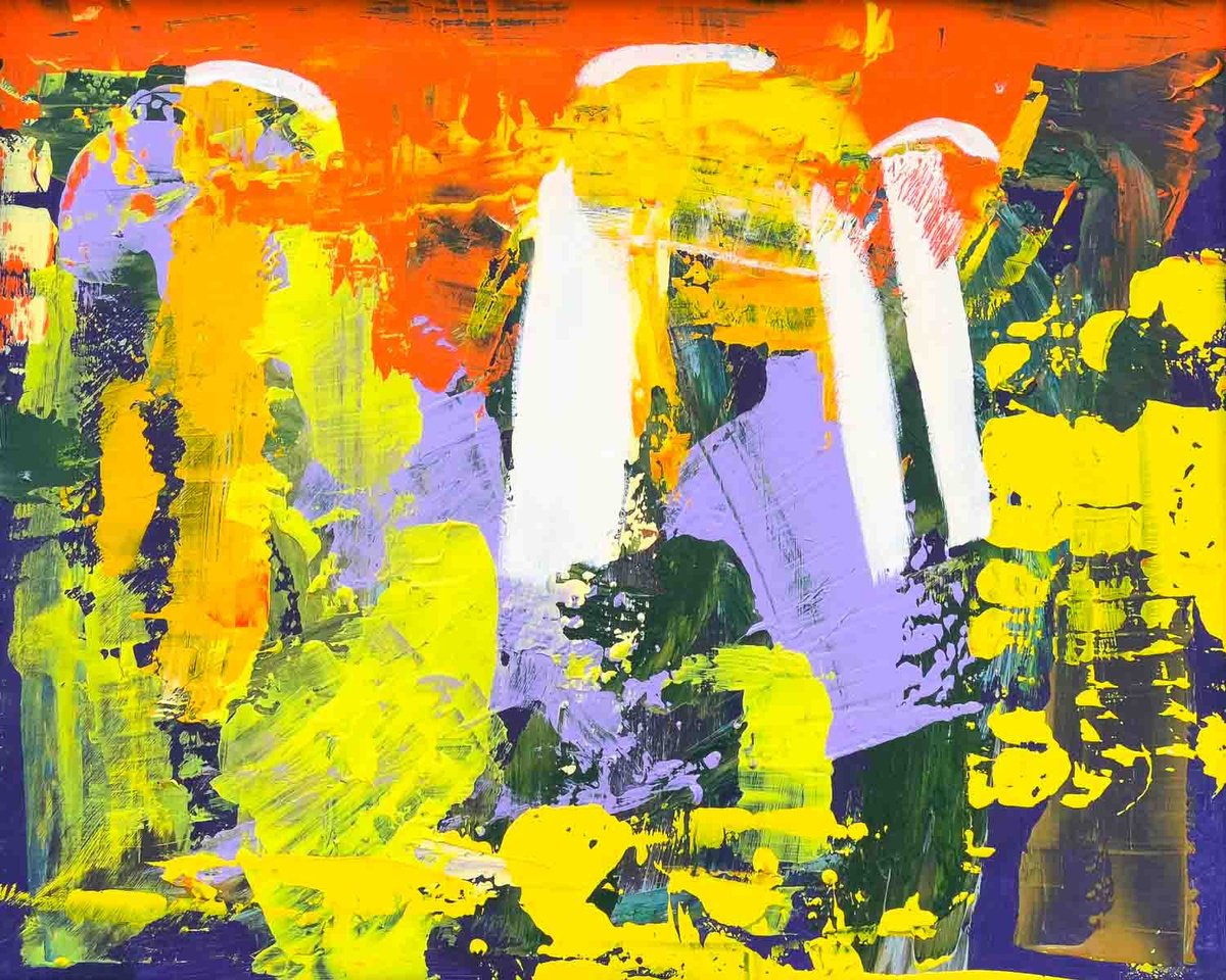 Abstract Acrylic Painting By Km Arts, 21 X 17", The Outside Observer, Original Artwork