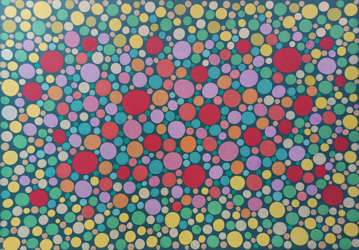 Geometric Abstract Acrylic Painting By Veronika Demenko, 17 X 11", Organic Geometry N.36, Original Artwork