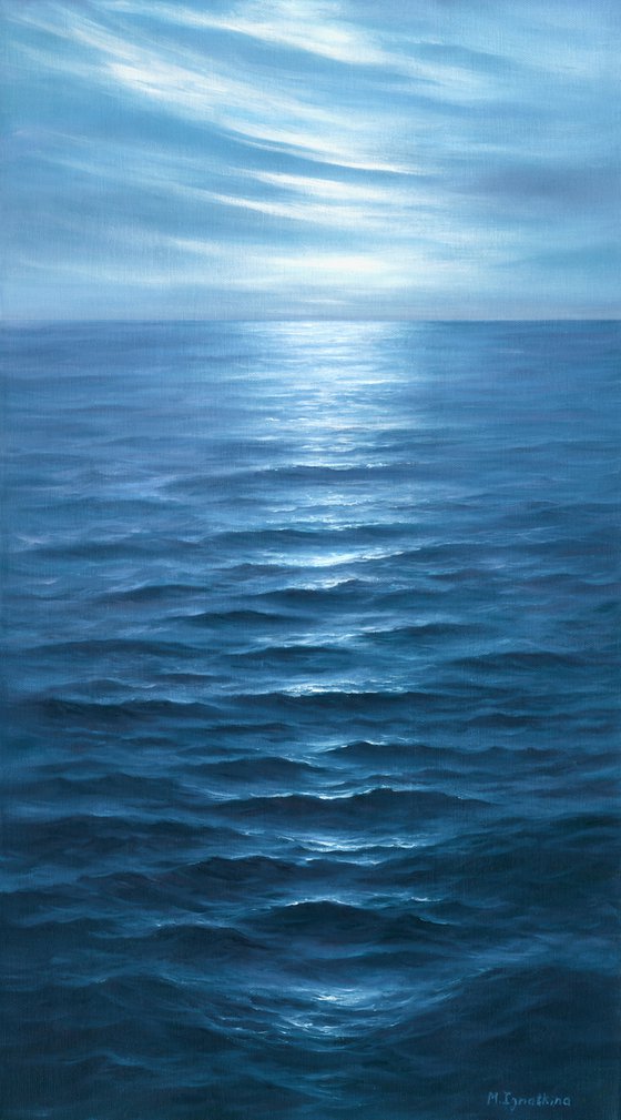 Silent sea - seascape oil painting, ocean painting, sea painting, wave