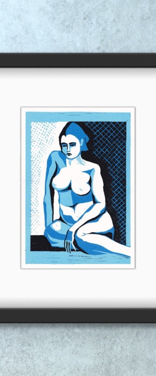 Nude Seated (Blue & black colourway) by Alison Pearce