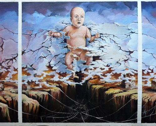 “The Exodus”Triptych on Wood by Rakhmet Redzhepov