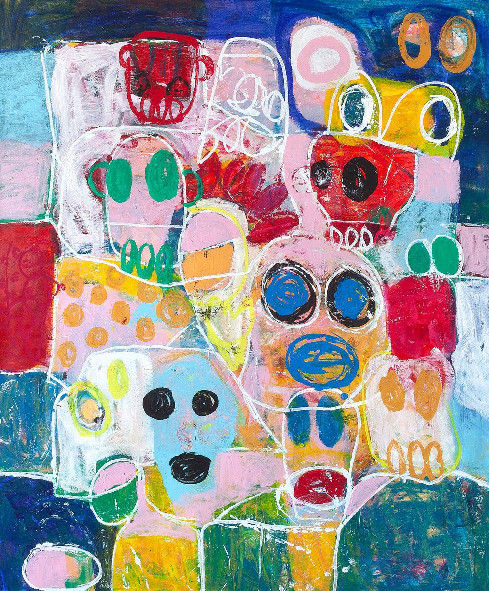 Expressive Abstract Acrylic Painting By Tommy Lennartsson, 39 X 47", A Message To You, Original Artwork