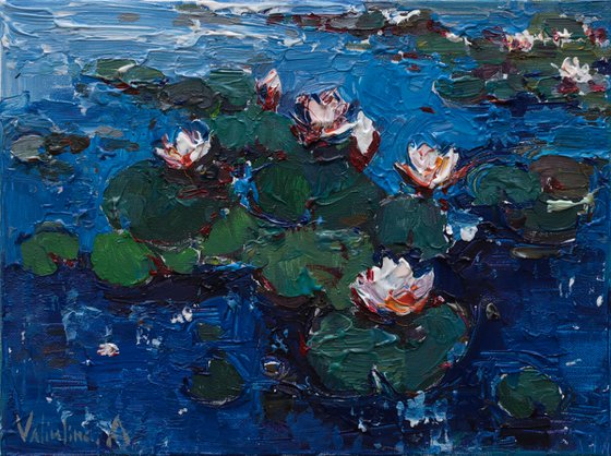 White water Lilies - Original acrylic painting