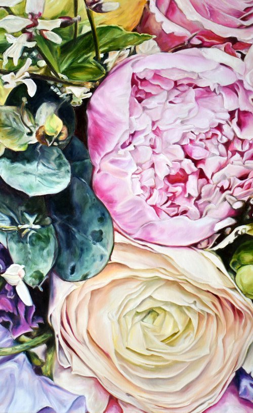 Original oil painting with flowers realism "Desire" 90 * 60 cm by Irina Ivlieva