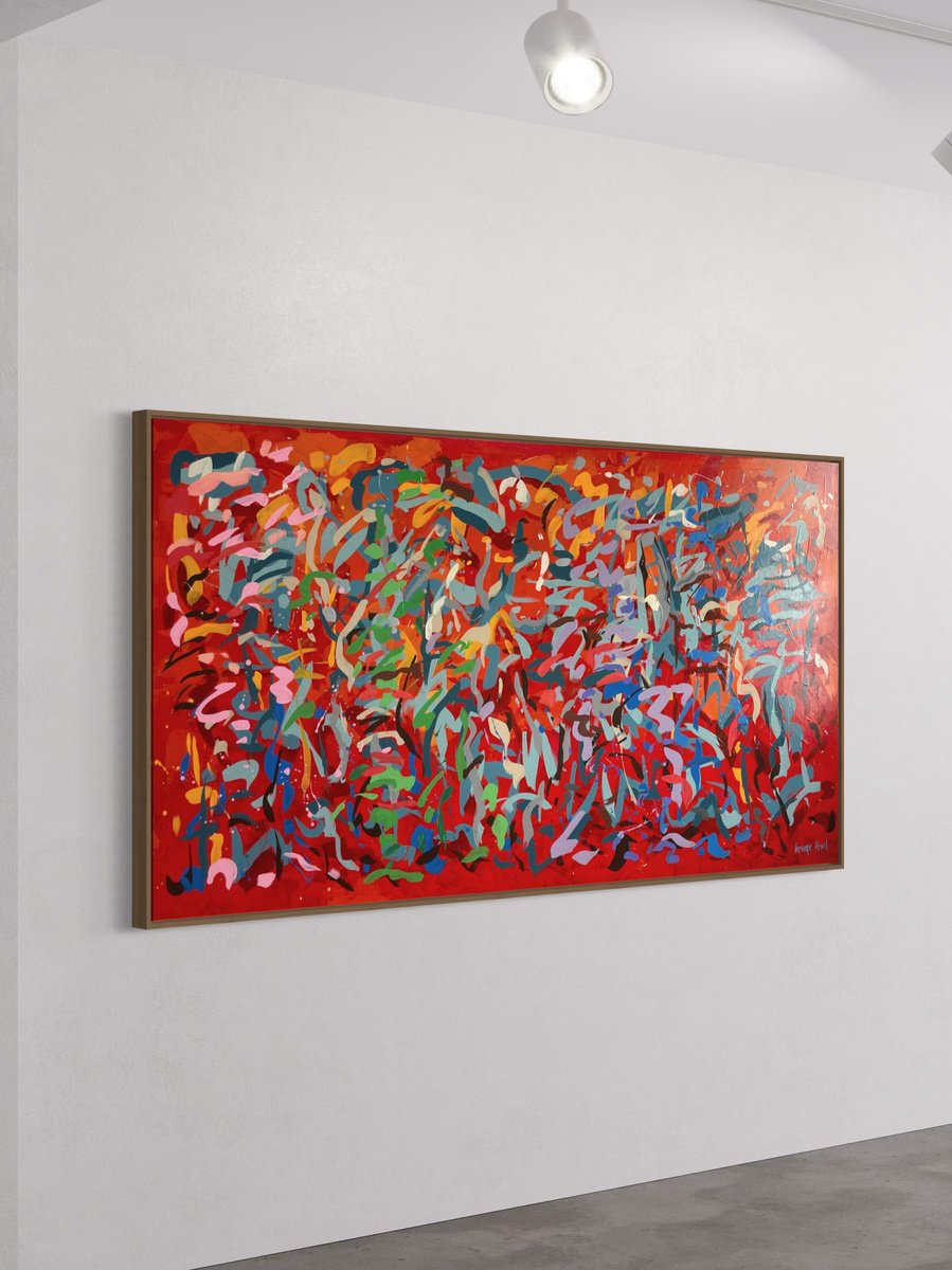 Abstract Acrylic Painting By George Hall, 67 X 37, What We Are, Original Artwork