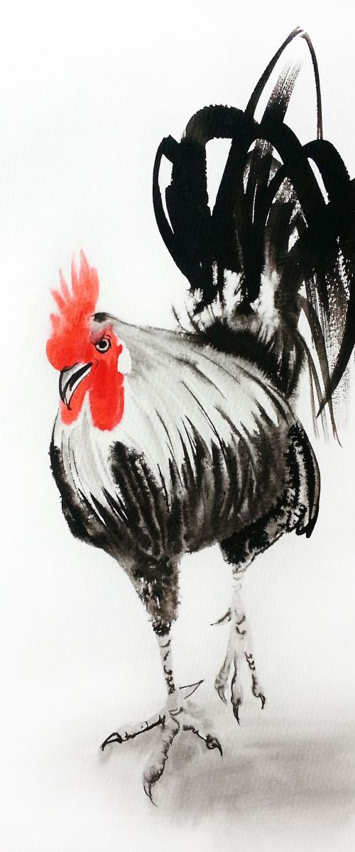 Proud Rooster by Olga Beliaeva Watercolour