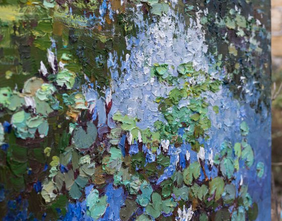 White Water Lilies - Impasto Original Oil painting 90 x 70 cm