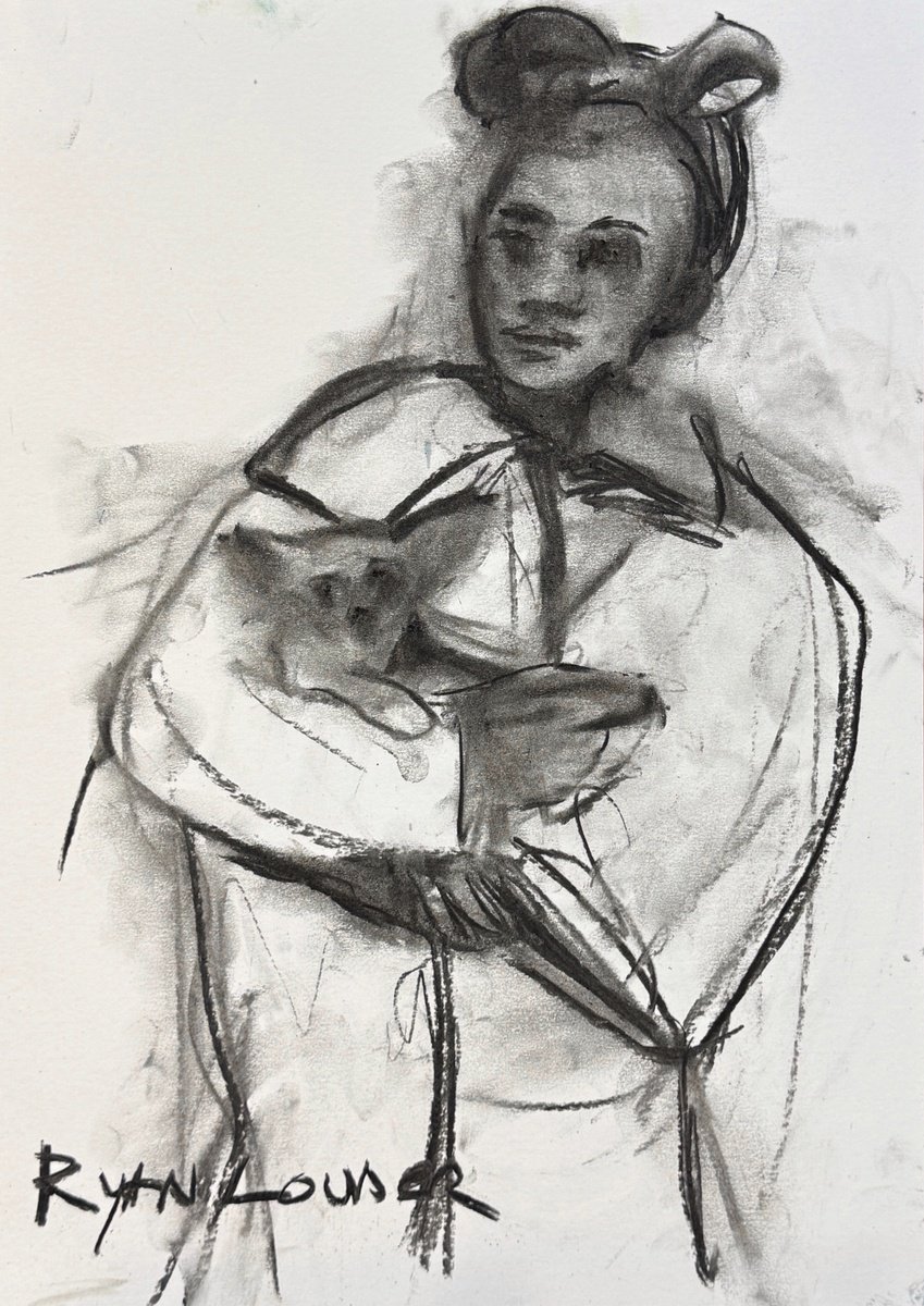 Expressive Abstract Charcoal Drawing By Ryan Louder, 12 X 16", Jewellery, Original Artwork