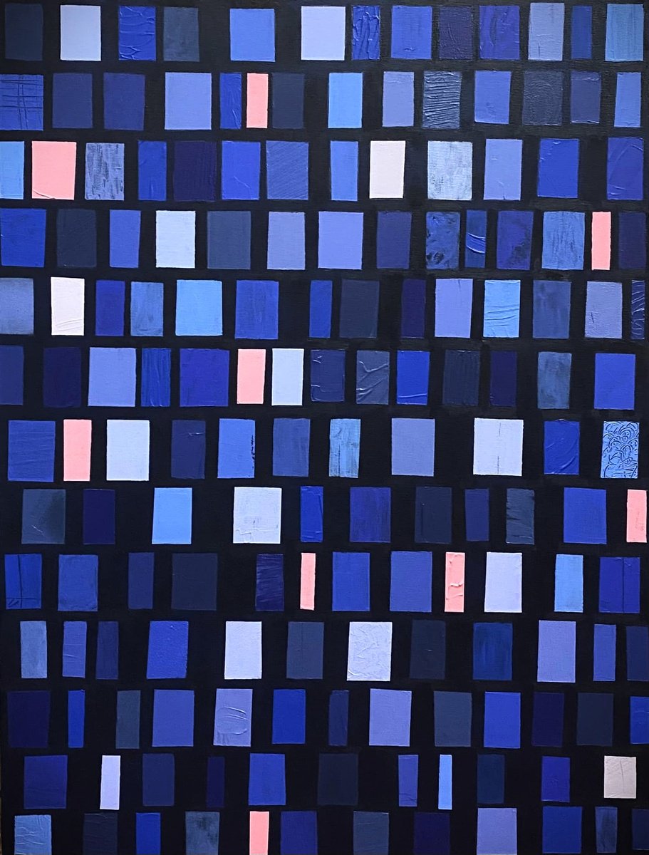 Geometric Abstract Oil Painting By Andrew Newton, 24 X 31, Assembly 1, Original Artwork