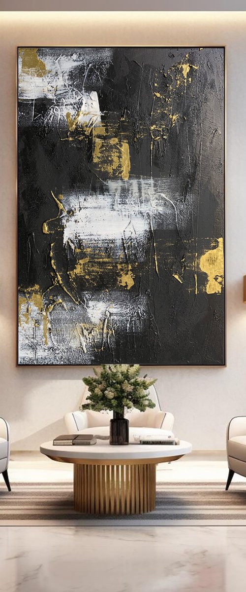 Gold and Black Abstract Glints by Indie Ru