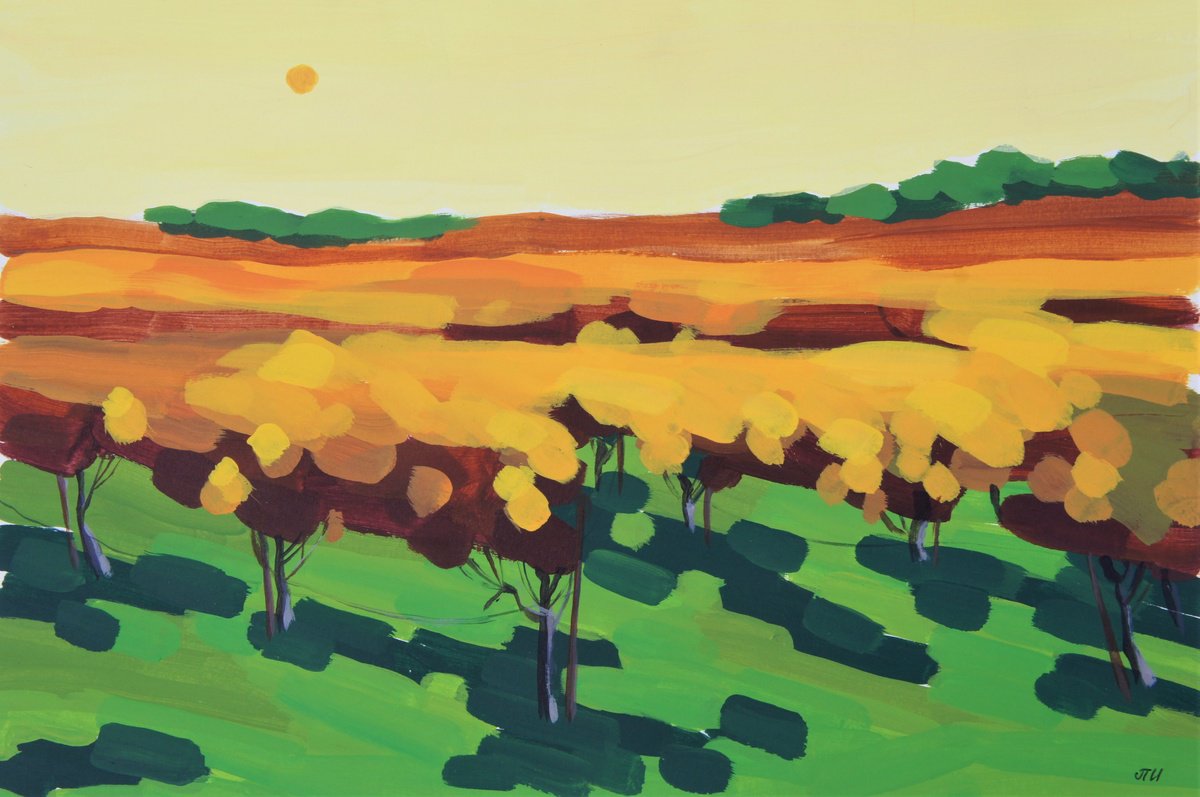 Impressionistic Landscape Acrylic Painting By Irina Plaksina, 13 X 9, Moments In My Heart, Original Artwork