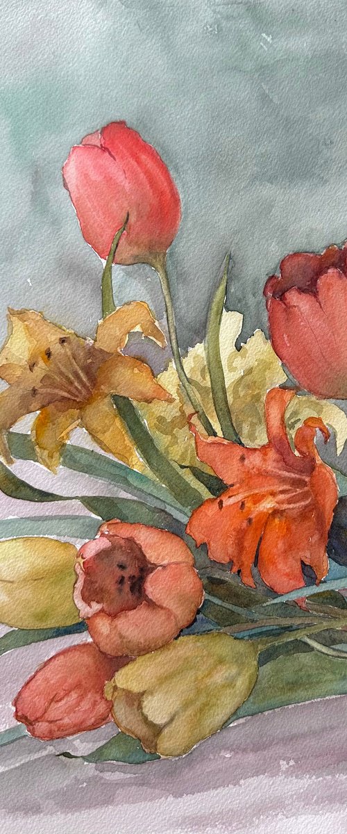 Lilies and Tulips by Anna Novick