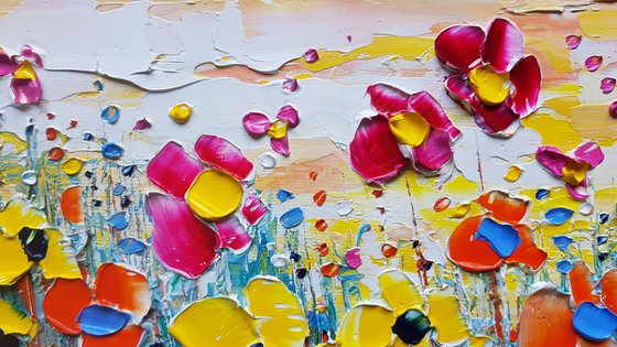 "Peachy Meadow Flowers in Love"