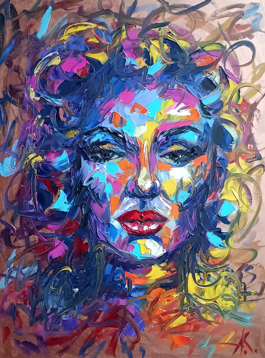 Expressive Portrait Oil Painting By Anastasia Kozorez, 12 X 16, Expressive Portrait, Original Artwork