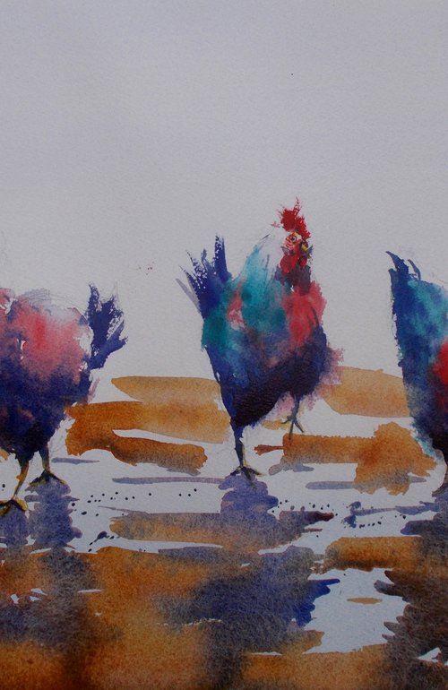 roosters and hens 4 by Giorgio Gosti