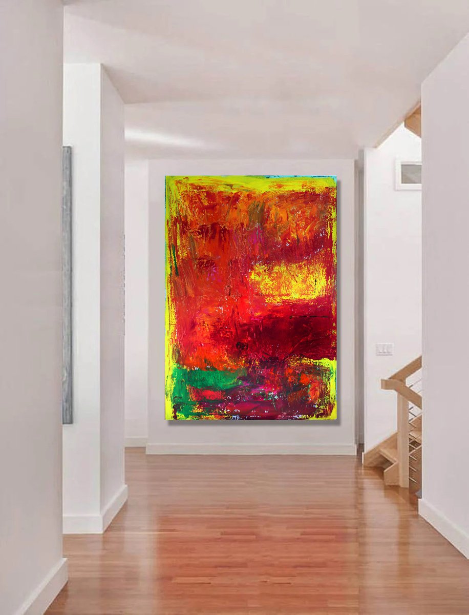 Abstract Acrylic Painting By Veljko Martinovic, 55 X 79", " Love", Original Artwork