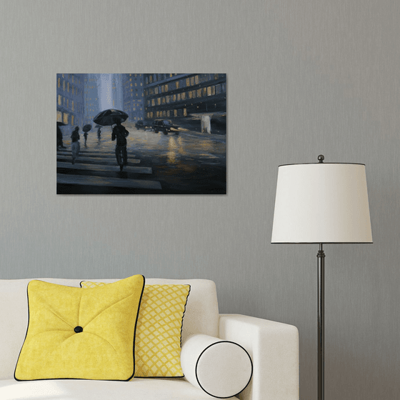 New York - Manhattan Lights In The Rain - New York painting