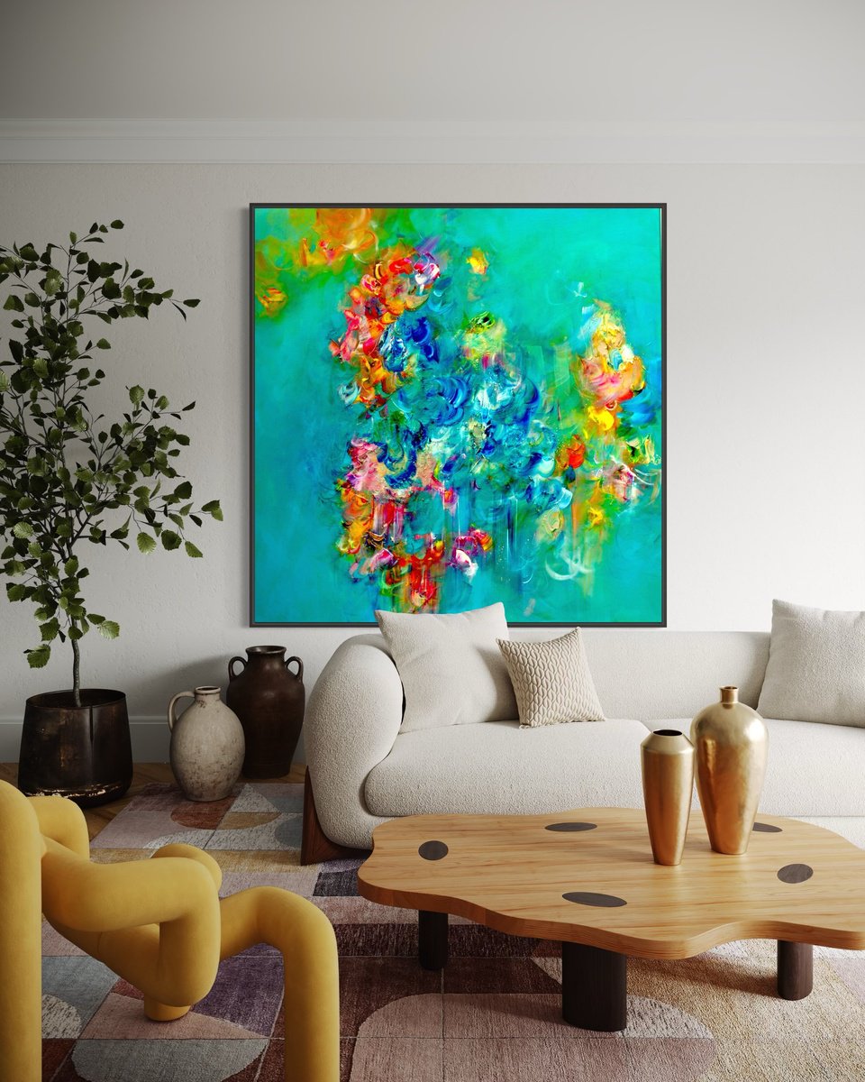 Expressive Abstract Oil Painting By Victoria Horkan, 39 X 39", Pivot, Original Artwork