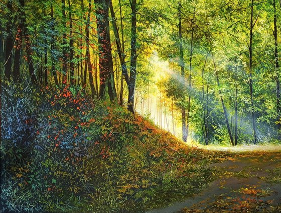 Spring forest  (60x80cm, oil painting, ready to hang)