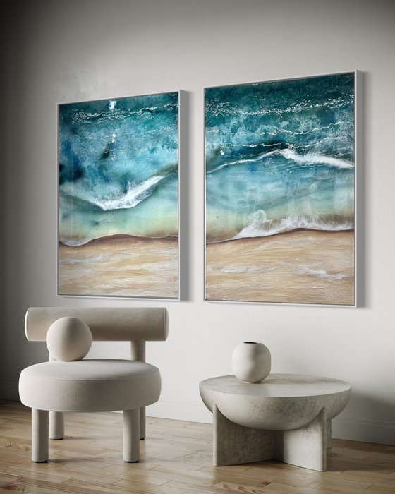 Whitsundays green beige golden sand set of 2