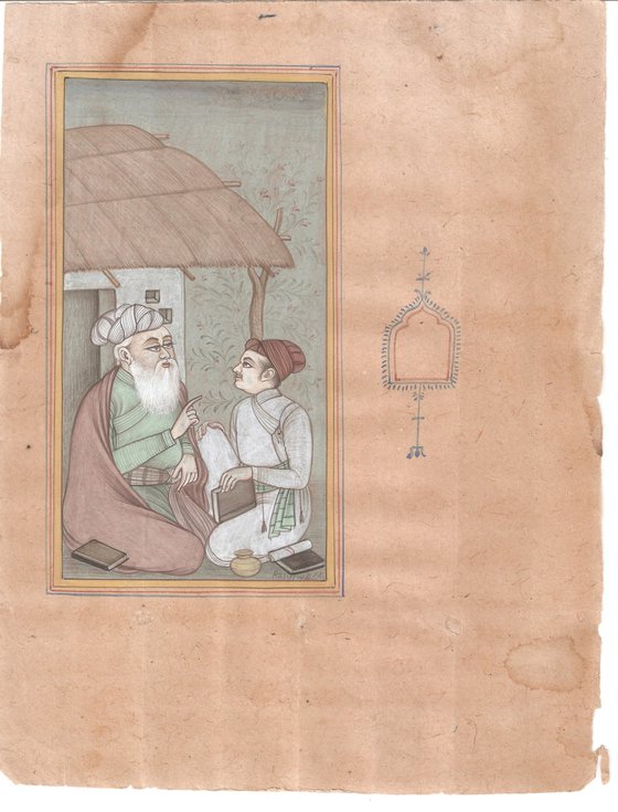 Guru and Disciple on Antique Paper