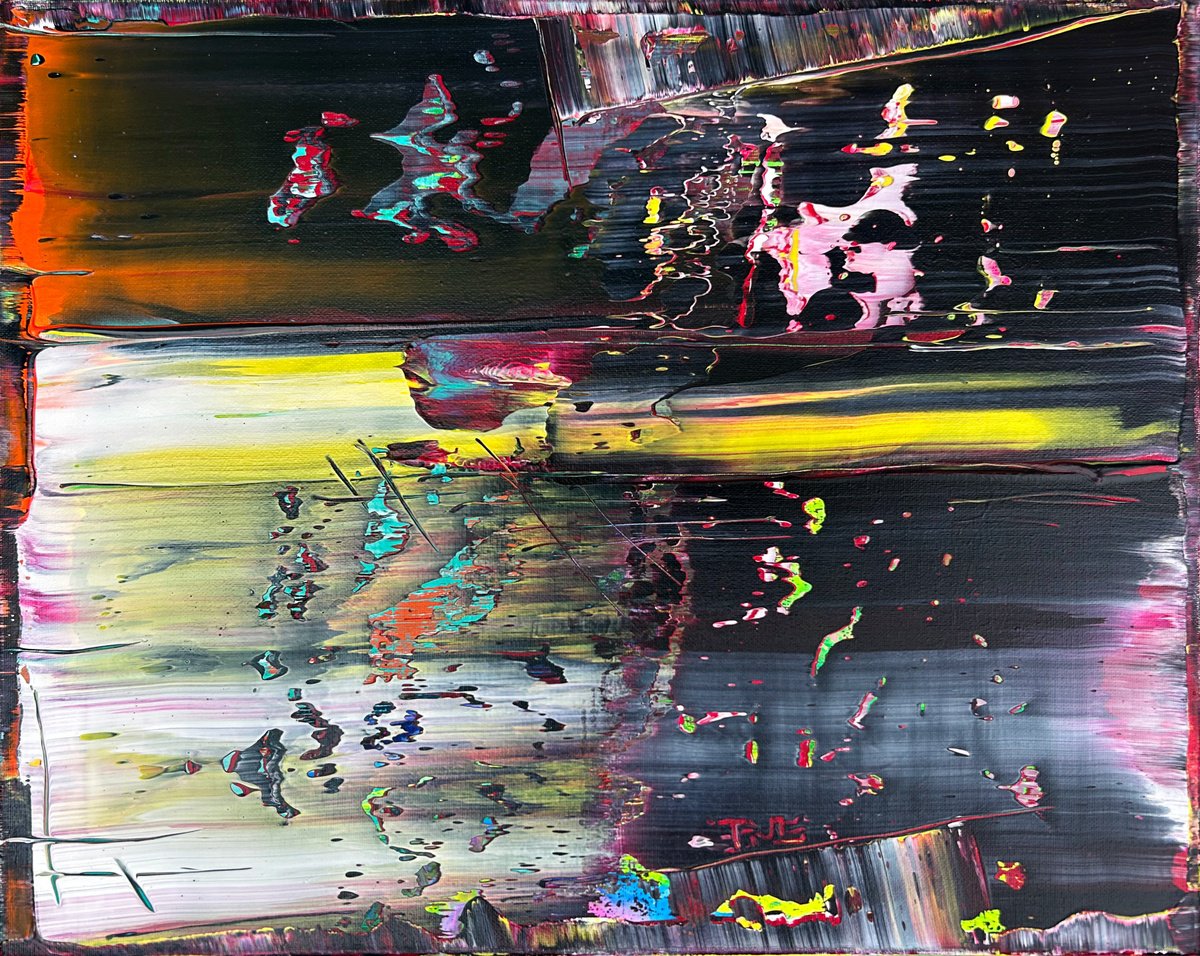 Expressive Abstract Acrylic Painting By Preston M. Smith (Pms), 20 X 16", "Dark Clouds", Original Artwork