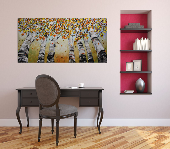 Looking Up - Large Original Birch Trees Painting