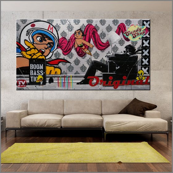 Boomtastic 190cm x 100cm Blown Away Guy Textured Urban Pop Art