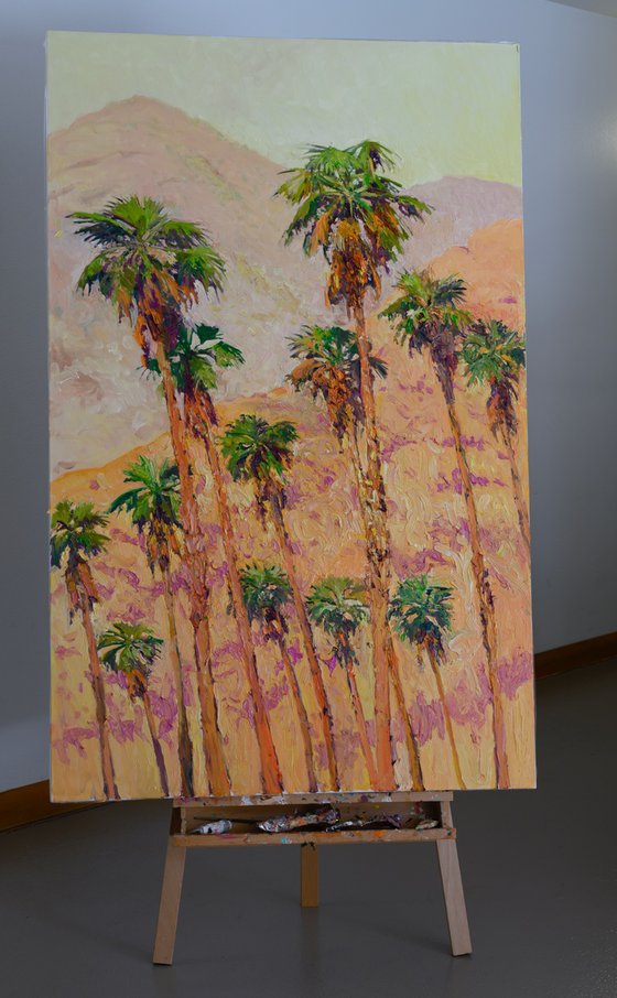 Desert Palms and Mountains. Palm Springs